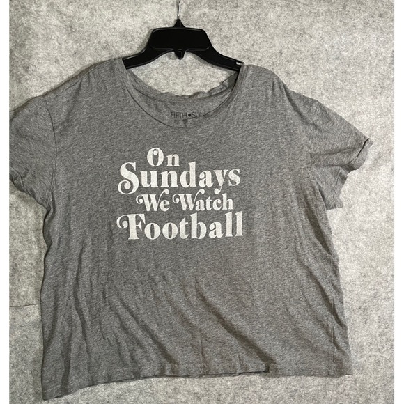 Fifth Sun Tops - Fifth Sun On Sundays We Watch Football Graphic Tee Gray XXL Cotton T-Shirt